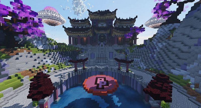 Purple Prison takes the story of a dystopian prison world controlled by alien overlords (Image via Minecraft)