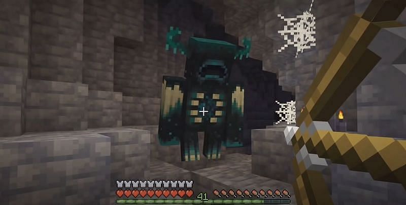 The Warden in a Deep Dark Cave (Image via Minecraft)