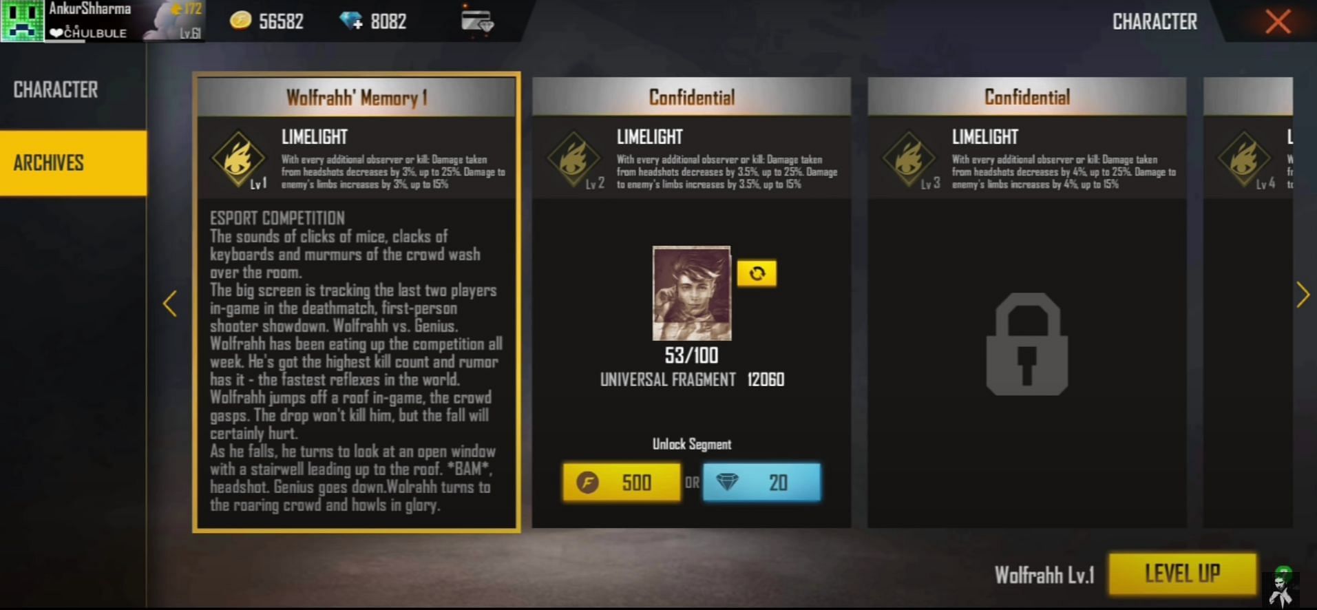 Players can level up their character (Image via Ankur Sharma; YouTube)