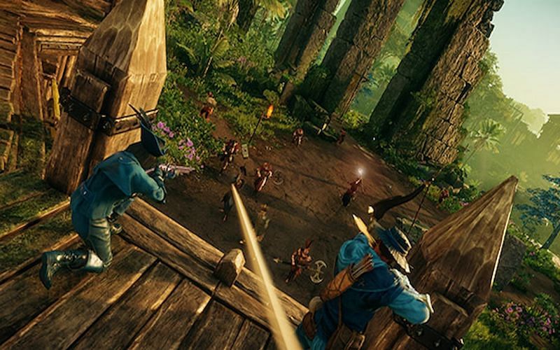 Players defending a fort in New World (Image via Amazon Games)