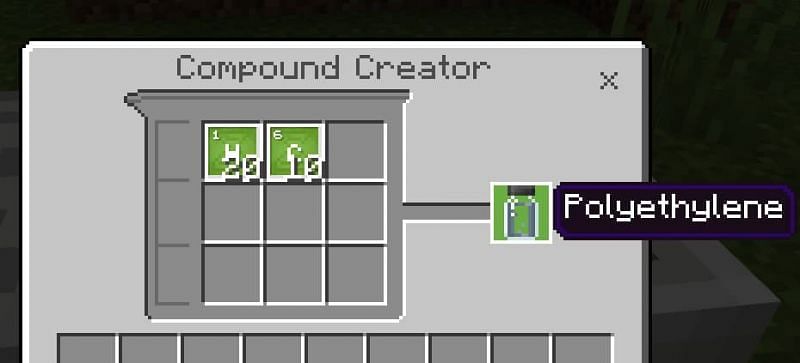 Polyethylene has a difficult recipe because both elements need to be acquired in bulk. Image via Minecraft
