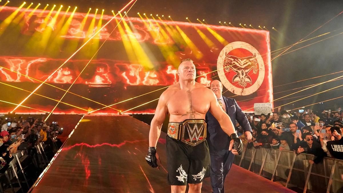 Brock Lesnar making his entrance as Universal Champion