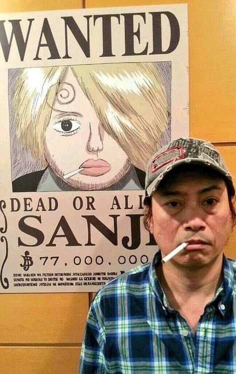 Hiroaki Hirata in front of Sanji poster (Image via Pinterest)