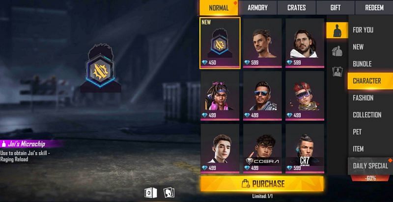 Jai&rsquo;s Microchip is available in the store (Image via Free Fire)