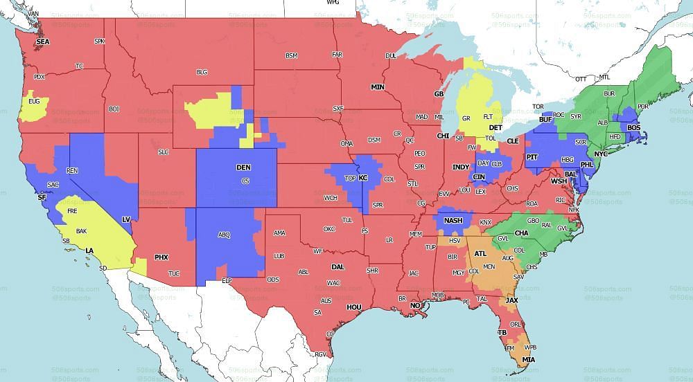 NFL Week 7 Coverage Map TV Schedule, Channel and Time for 202122 Season