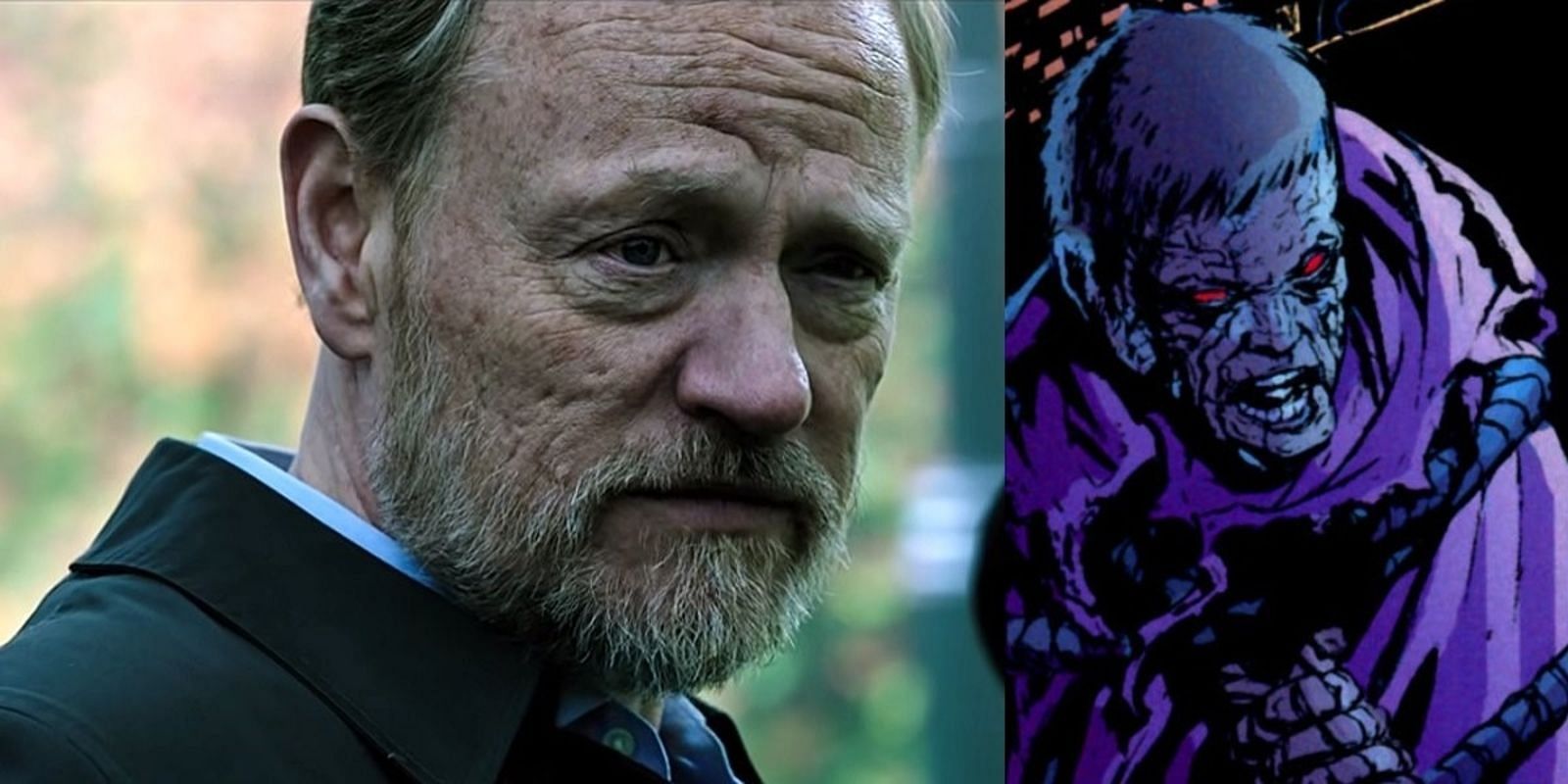 Jared Harris in Morbius and Emil Nikos in the comics (Image via Sony Pictures Entertainment/Marvel)