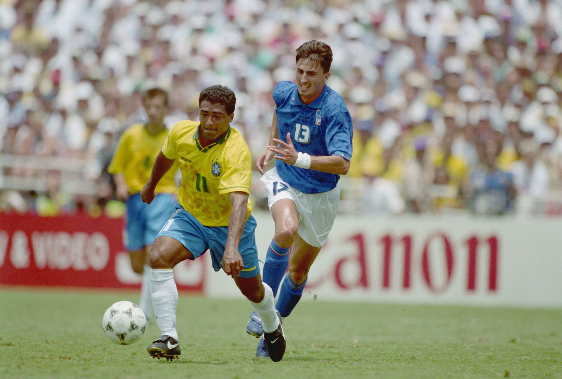 Romario of Brazil and Dino Baggio of Italy