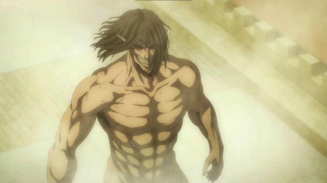 Eren in his Titan form as seen in the Attack on Titan anime (Image via MAPPA Studio)