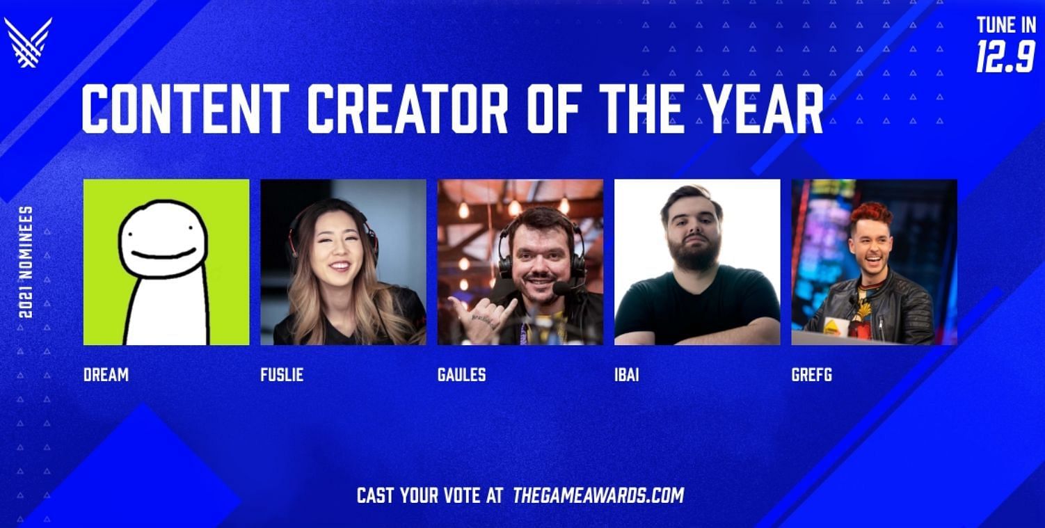 Game Awards 2021 Dream, Grefg, Fuslie, and others nominated for