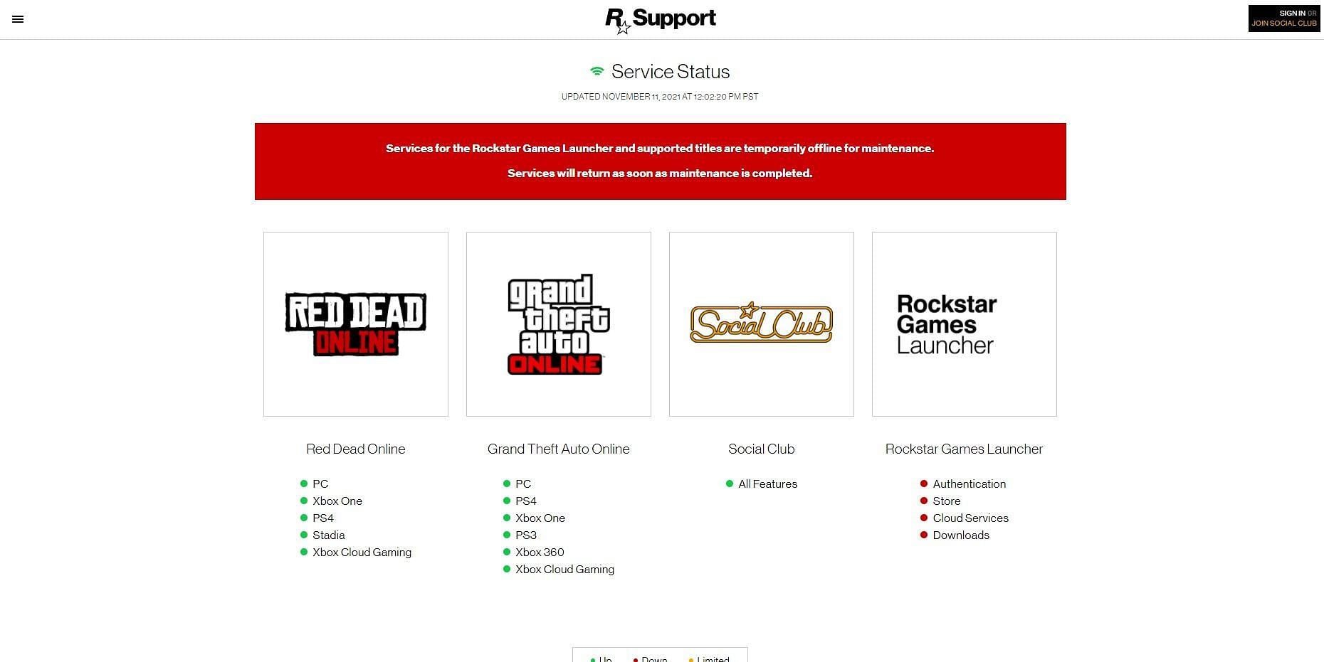 Another image of the service being down (Image via Rockstar Games)