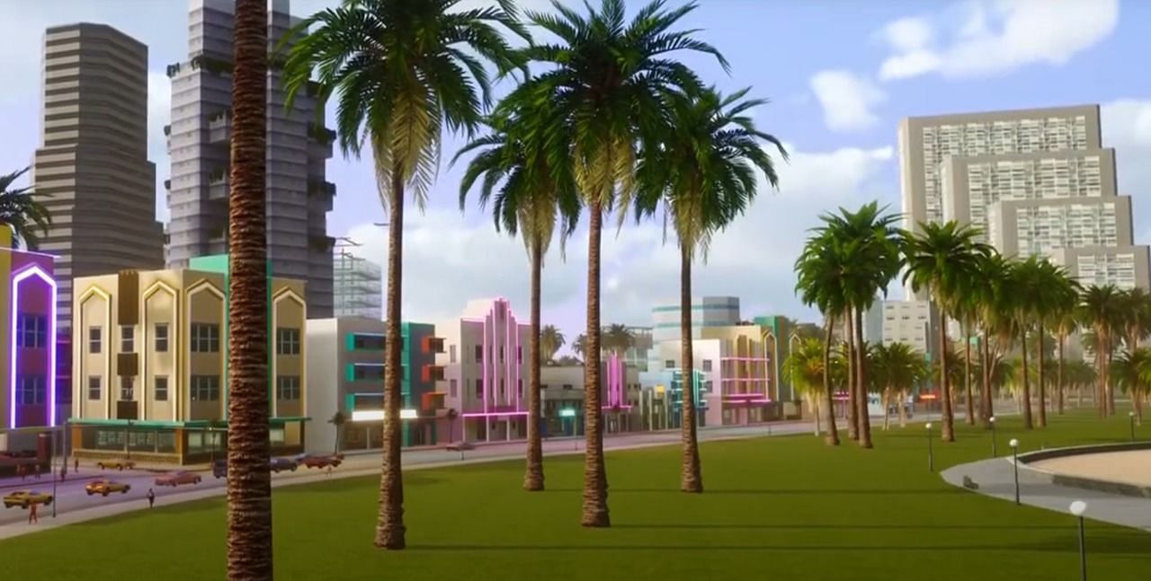 Vice City as pictured in the GTA Trilogy trailer (Image via Rockstar Games)