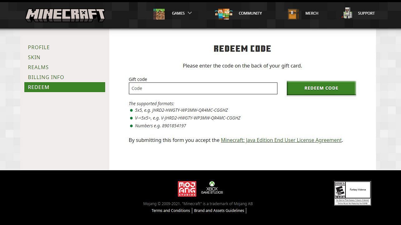 Where to redeem Minecraft codes?