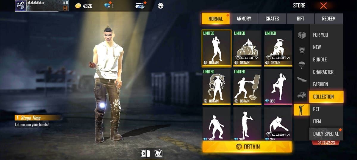 Stage Time emote in Free Fire (Image via Garena)