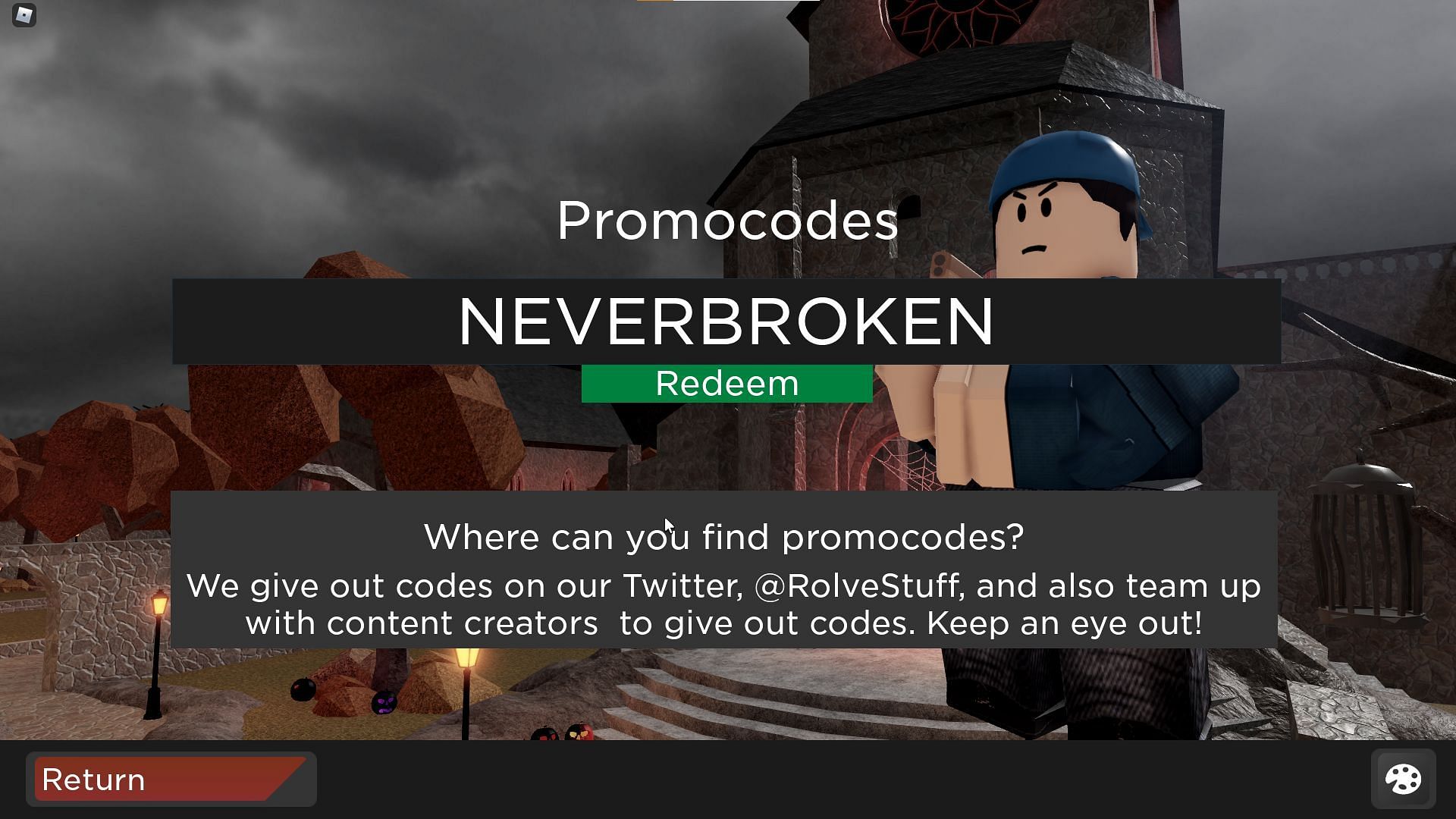 The most recent active code (Image via Roblox)
