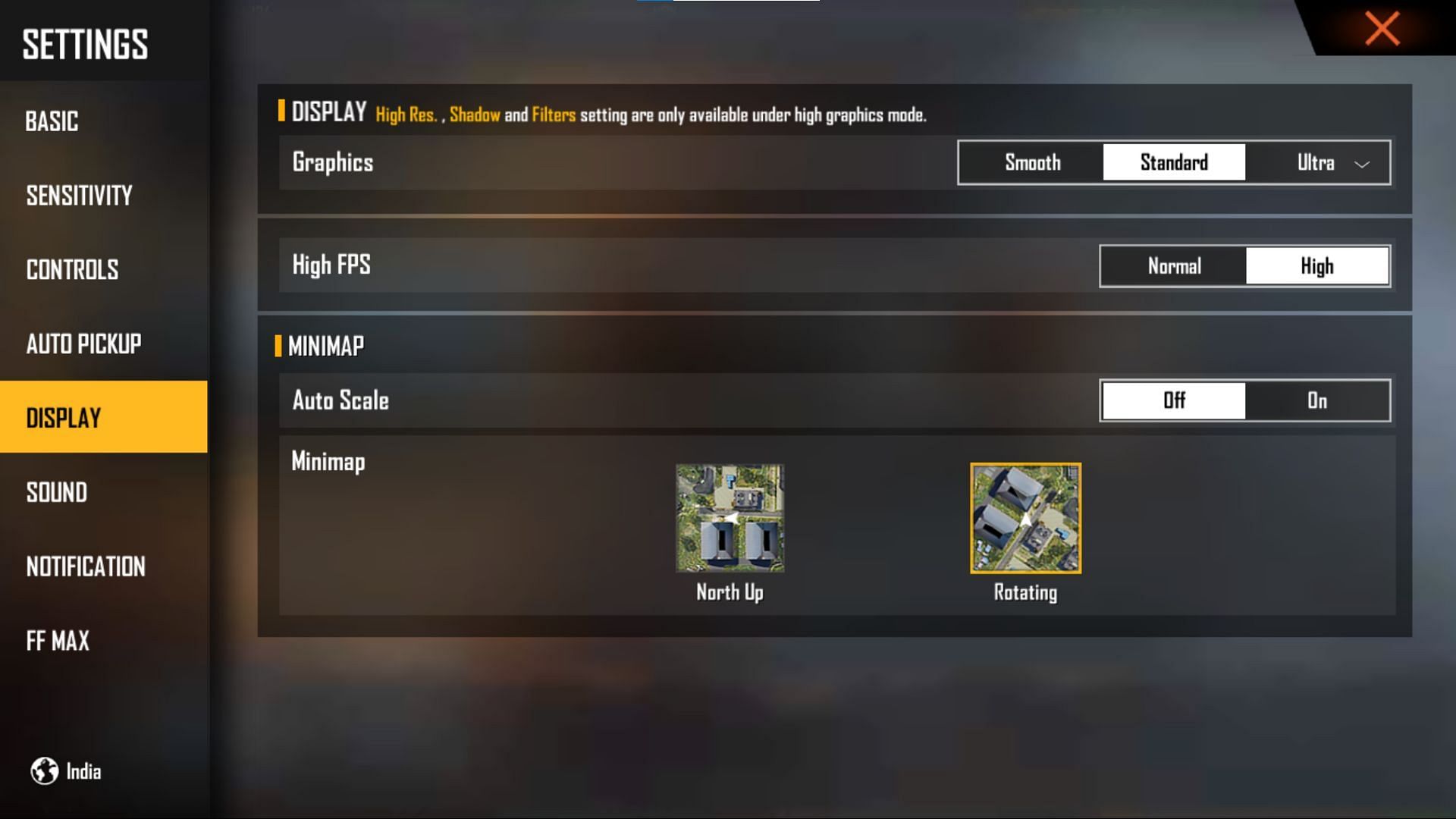 free fire max one top settings