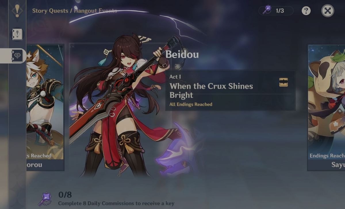 Genshin Impact Beidou hangout guide with all endings