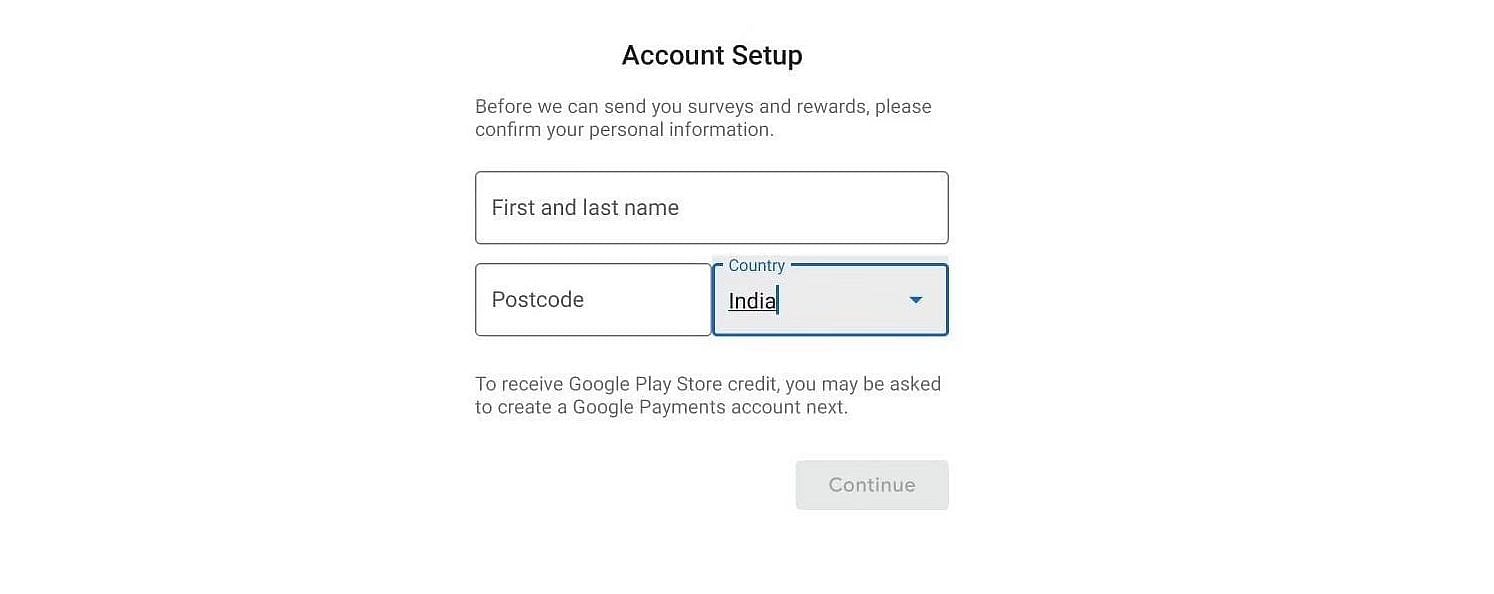 Set up the account (Image via Google Opinion Rewards)