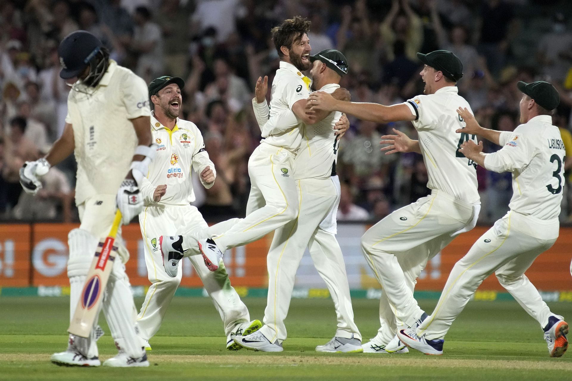 Michael Neser celebrates the wicket of Haseeb Hameed. Pic: Getty Images