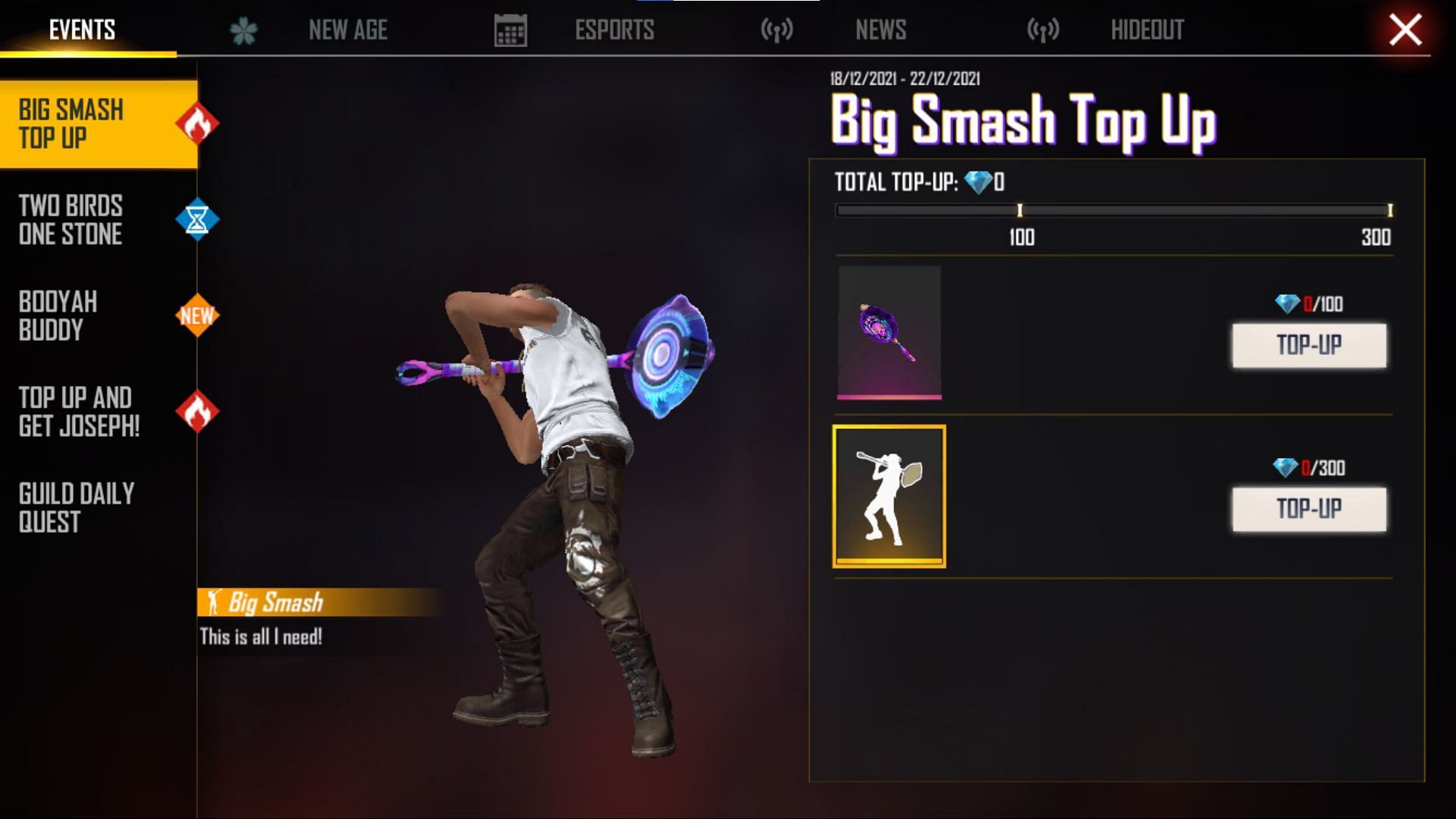 free fire first top up event