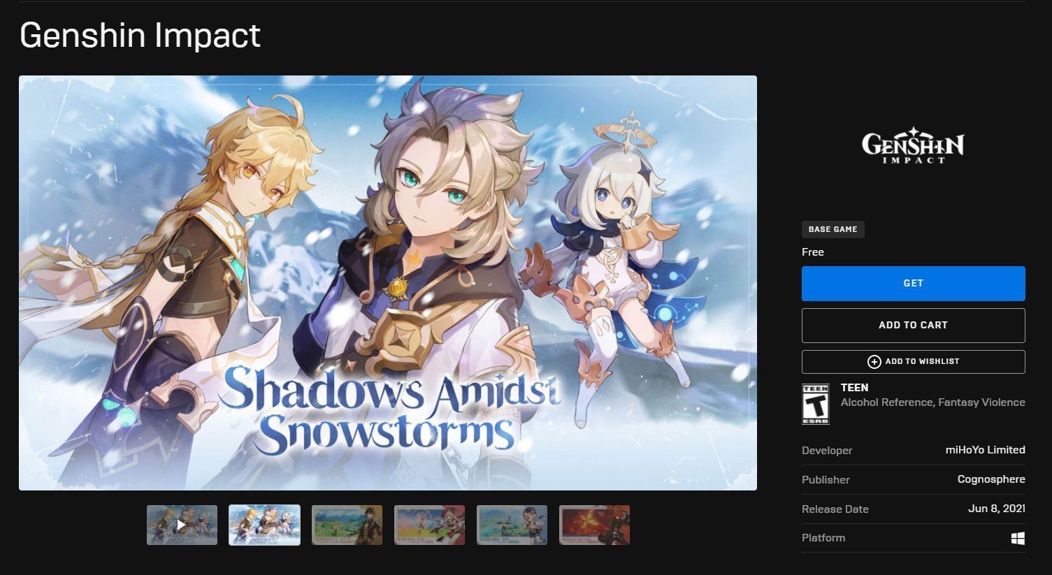 Cognosphere replaces miHoYo as the publisher of Genshin Impact on Epic