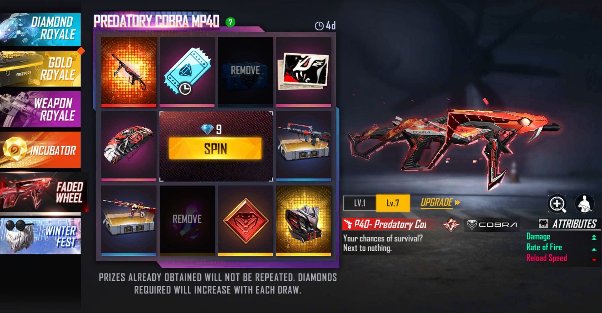 Currently, only one Faded Wheel is available, and users can wait for another one (Image via Free Fire)