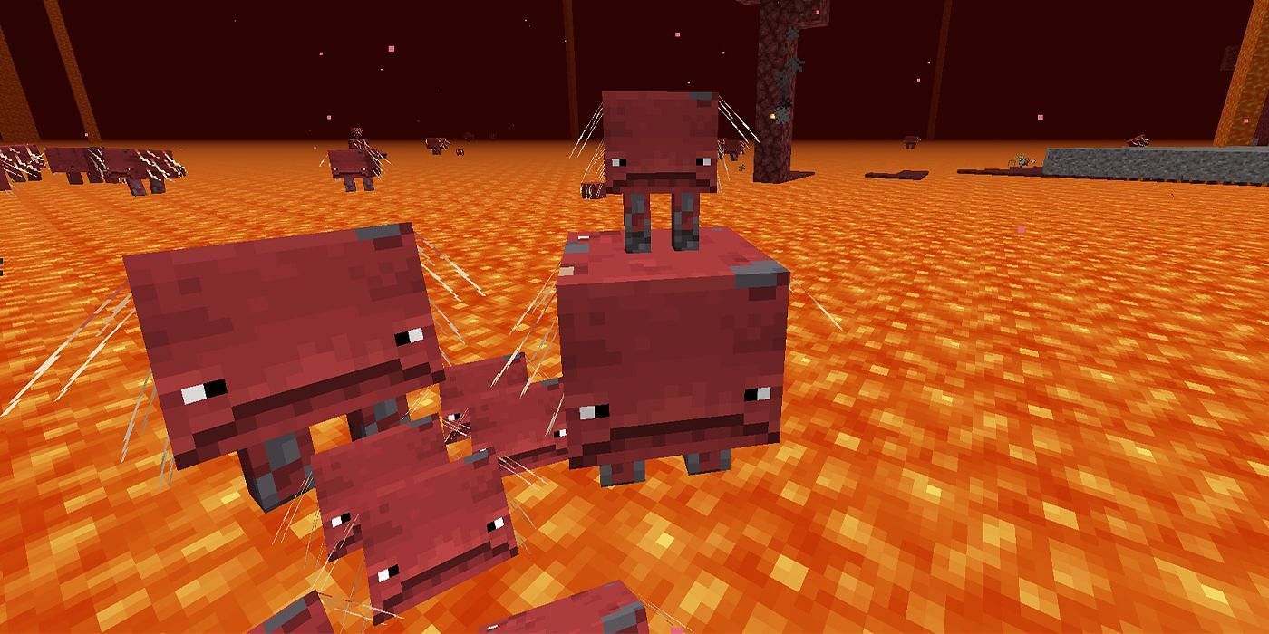 Players have to get a strider into the Overworld (Image via Minecraft)