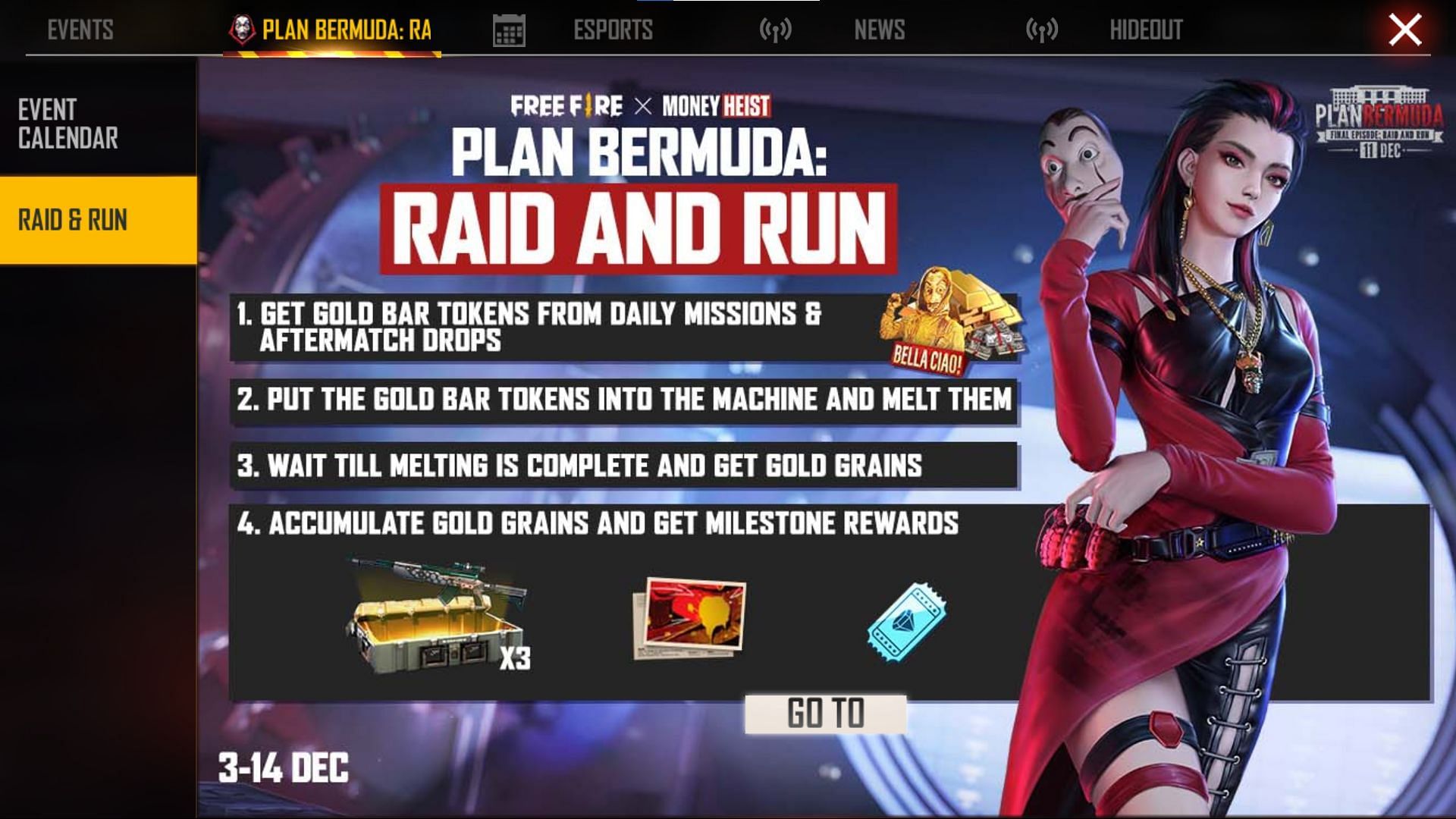Plan Bermuda Raid and Run is underway (Image via Free Fire)