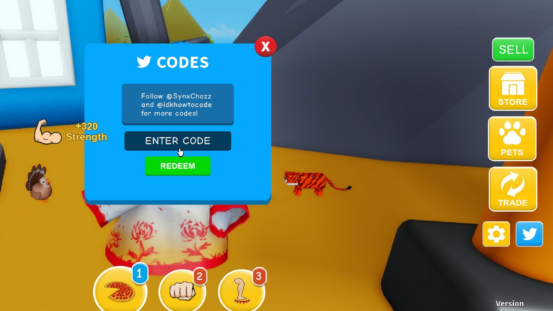 The in-game codes window (Image via Sportskeeda)