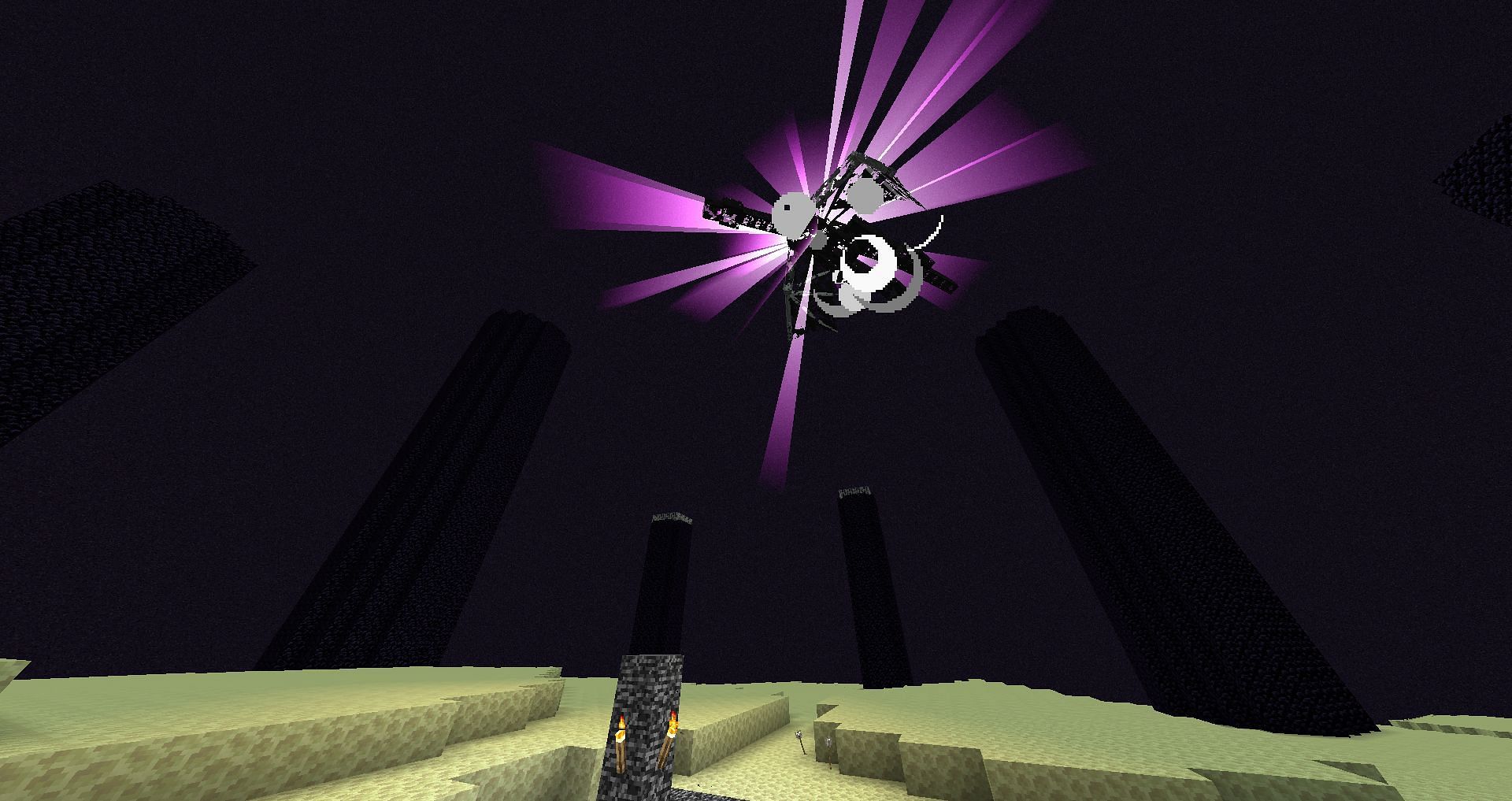 Beating the Ender Dragon (Image via Minecraft Wiki)