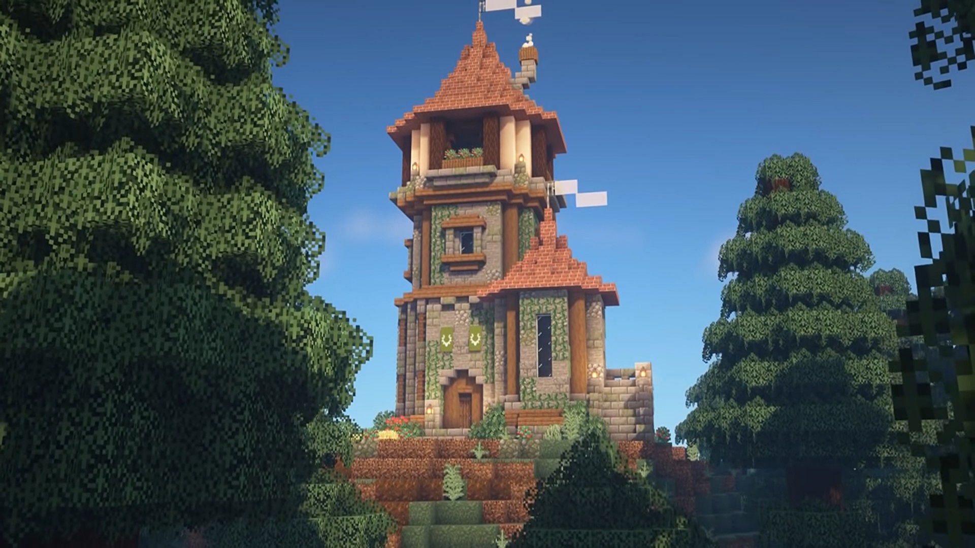 Towers can be one of the coolest builds in the game (Image via Mojang)