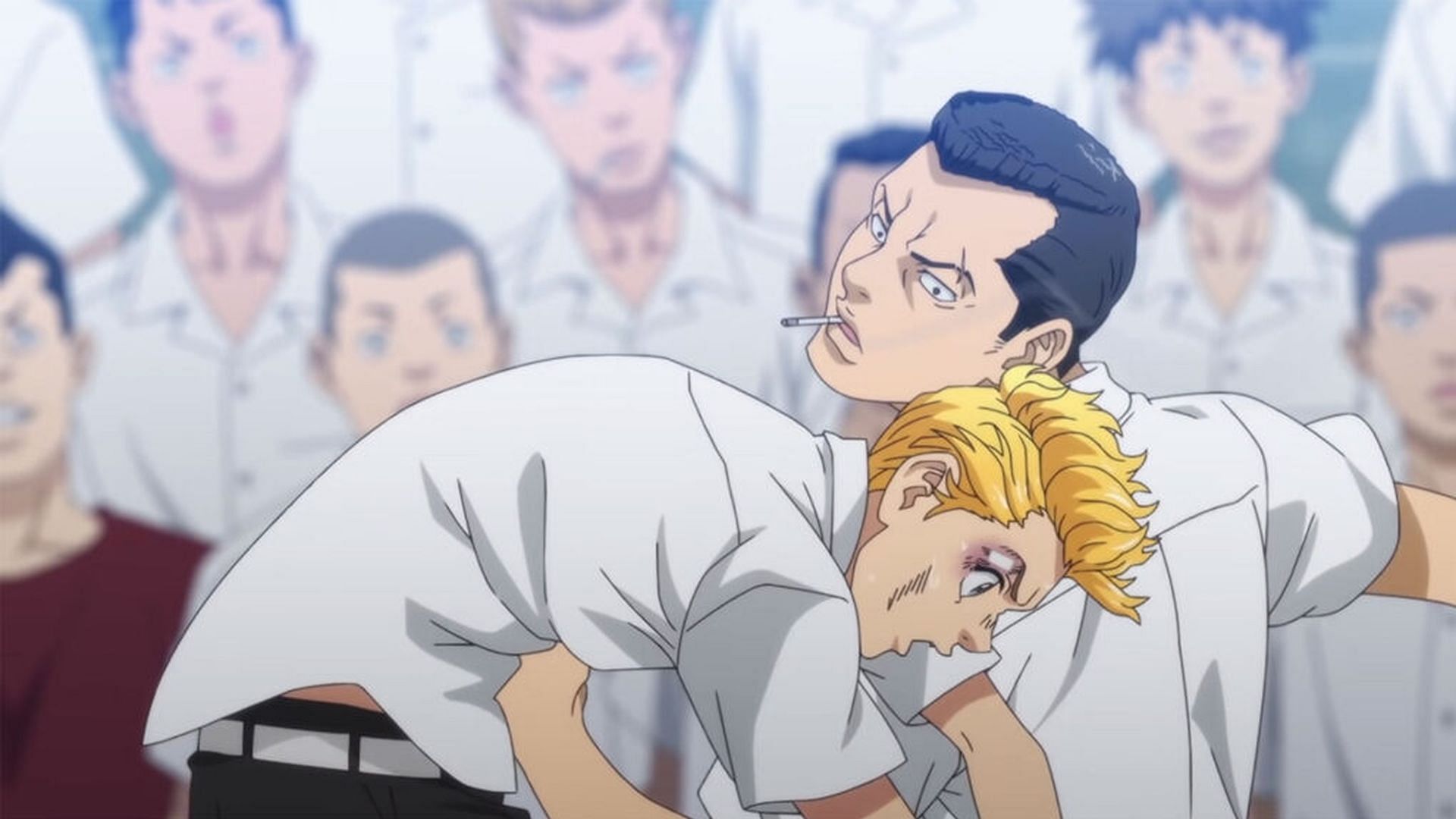 Takemichi getting punched (Image via Crunchyroll)