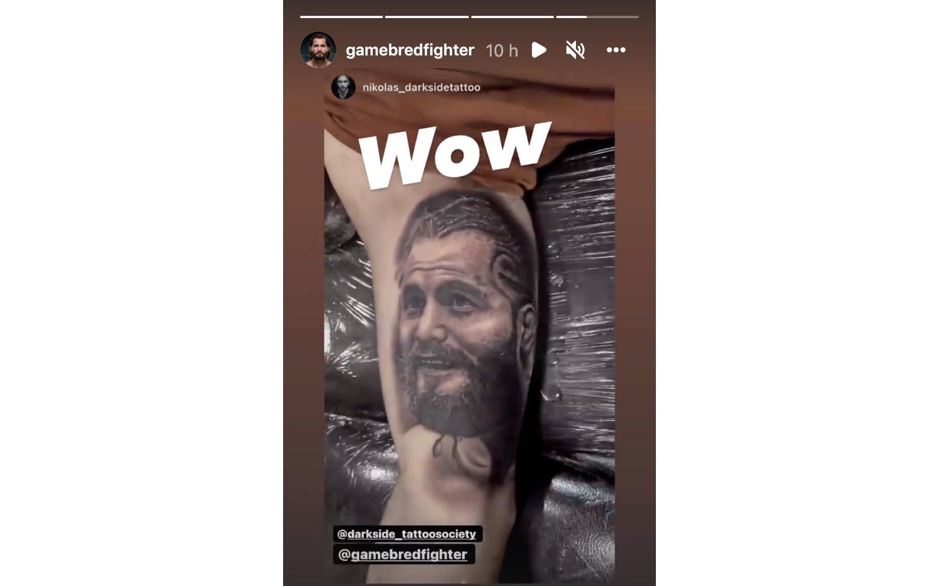 UFC News: Jorge Masvidal reacts to incredible 'Gamebred' portrait tattoo