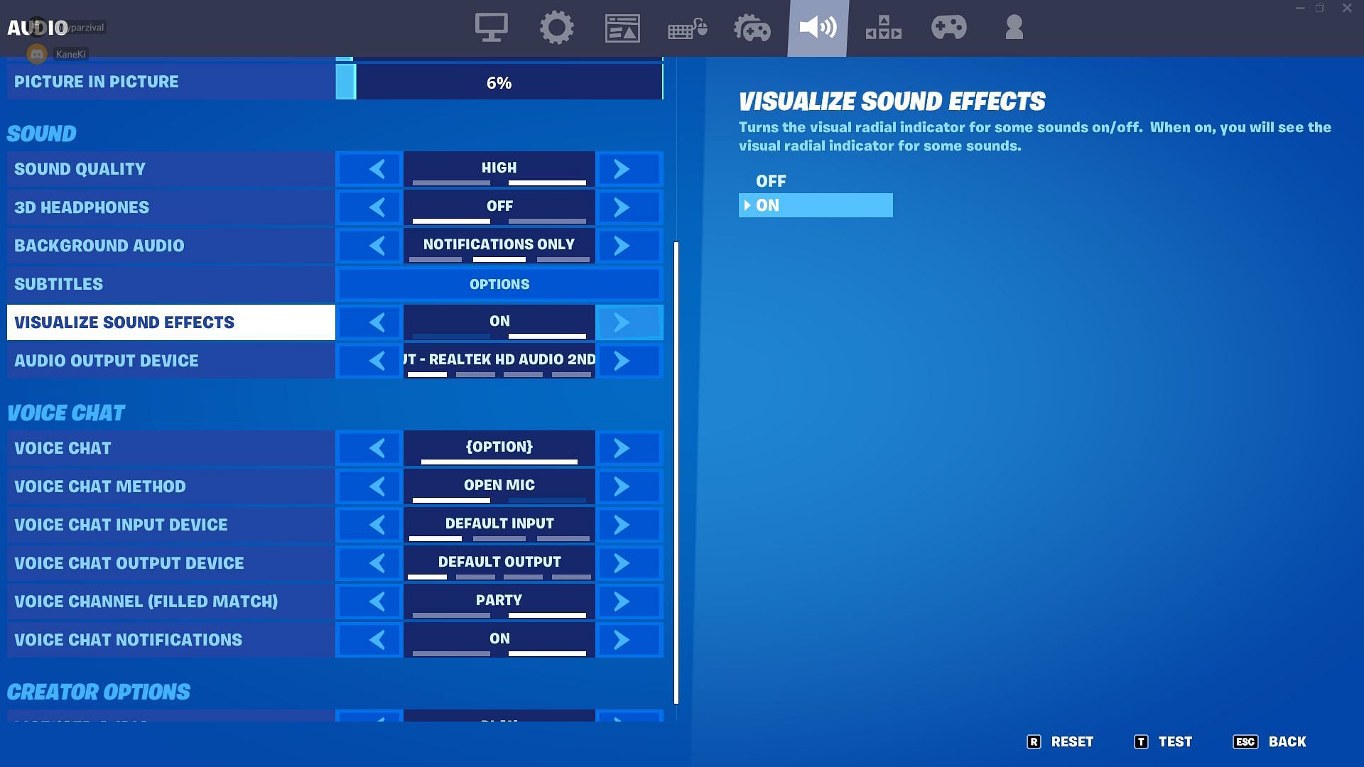 Turning on Visual Sound Effects can show players the visual sound cues in-game from a distance (Image via Epic Games/Fortnite)