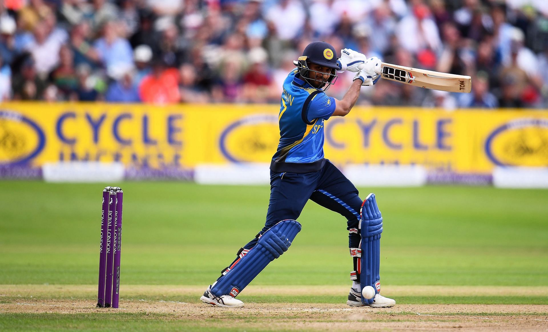 Dasun Shanaka in action during England v Sri Lanka - 3rd ODI