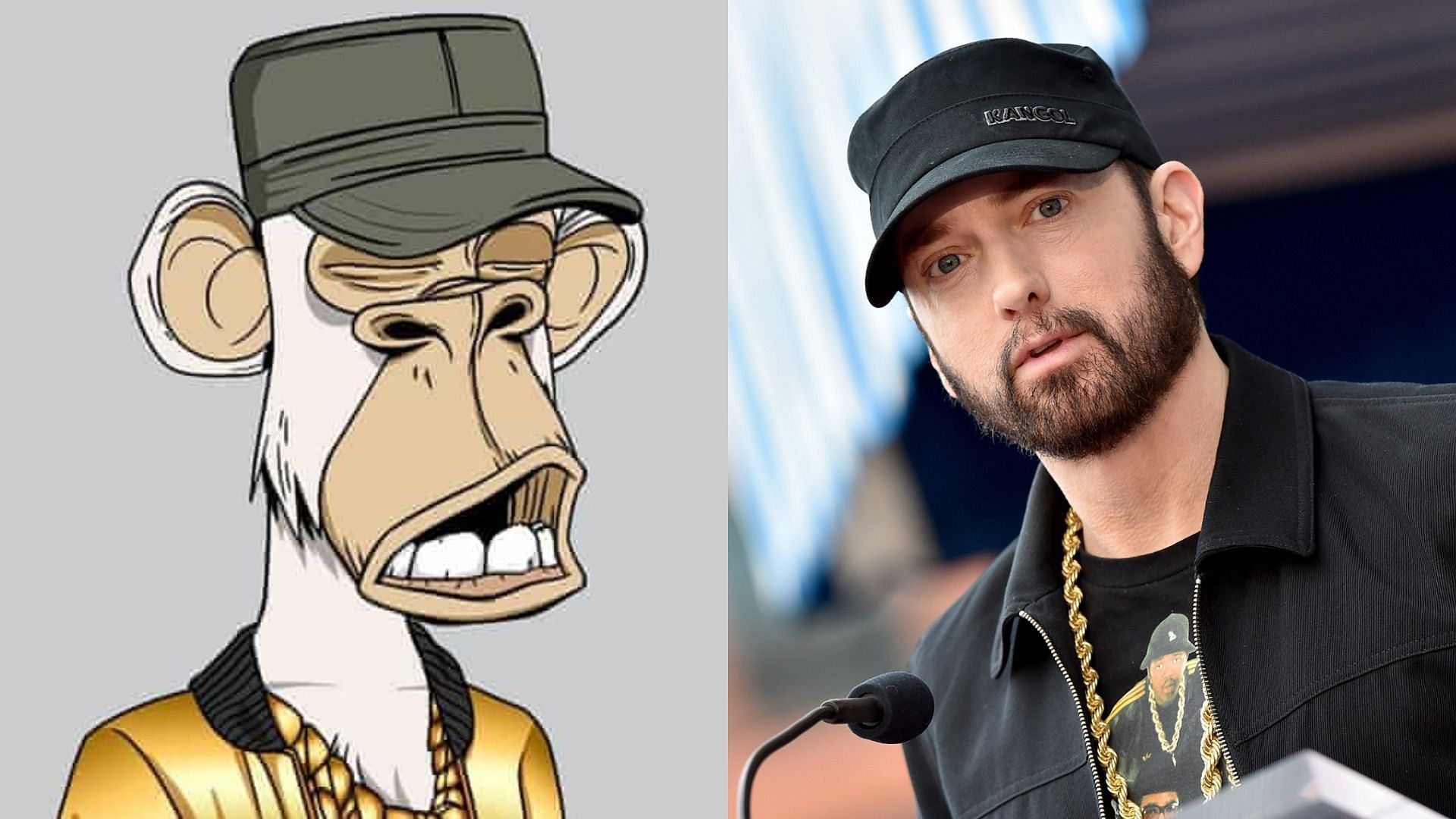 Eminem and his Bored Ape avatar (Images via BAYC and FilmMagic)