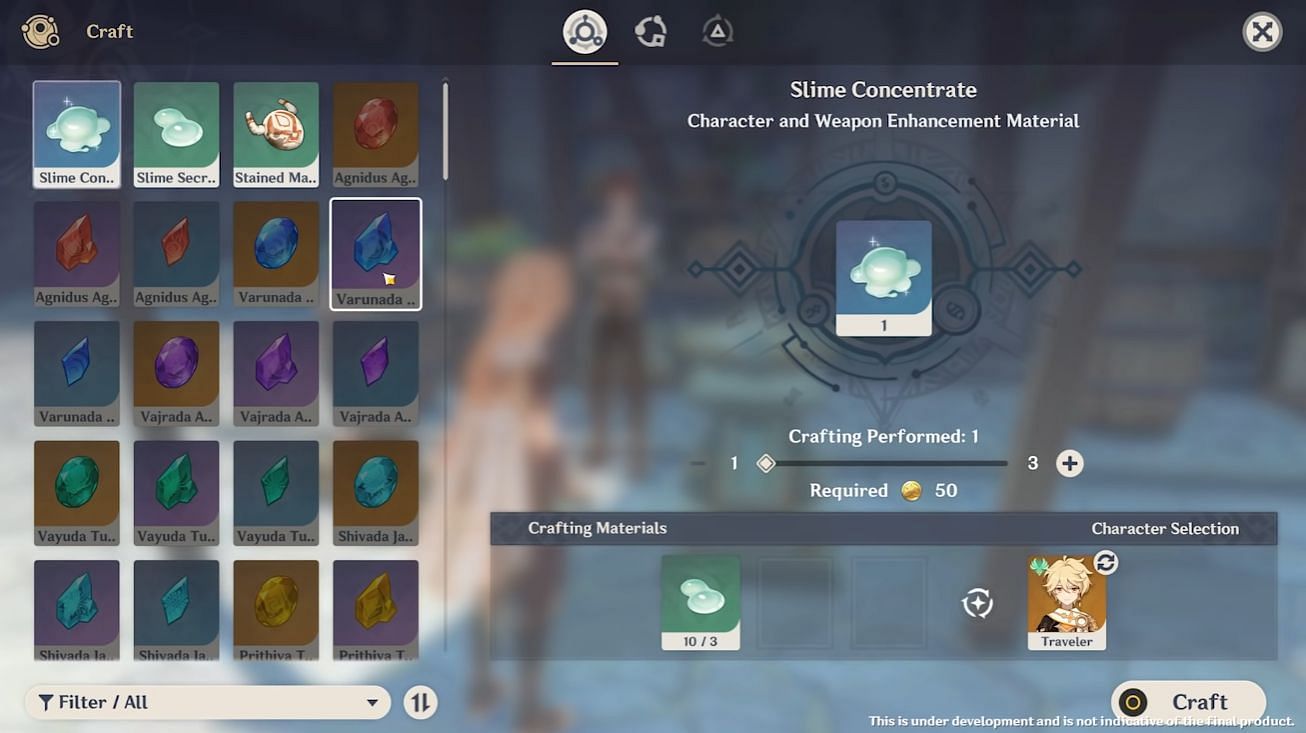 New icon interface for the Crafting Bench (Image via Genshin Impact)