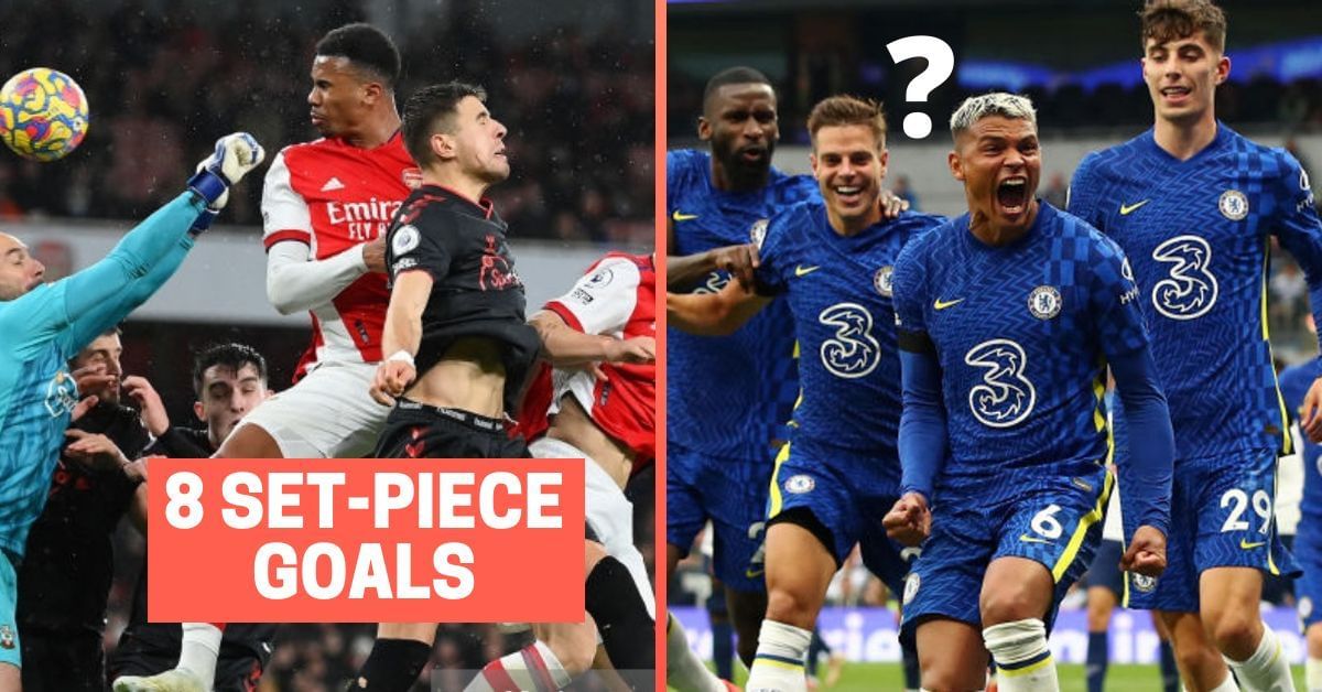 5 teams that have scored the most goals from setpieces in the Premier