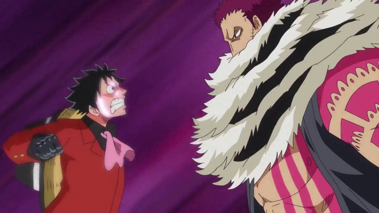 A screenshot of Luffy vs. Katakuri from early in the fight (Image via Toei Animation)
