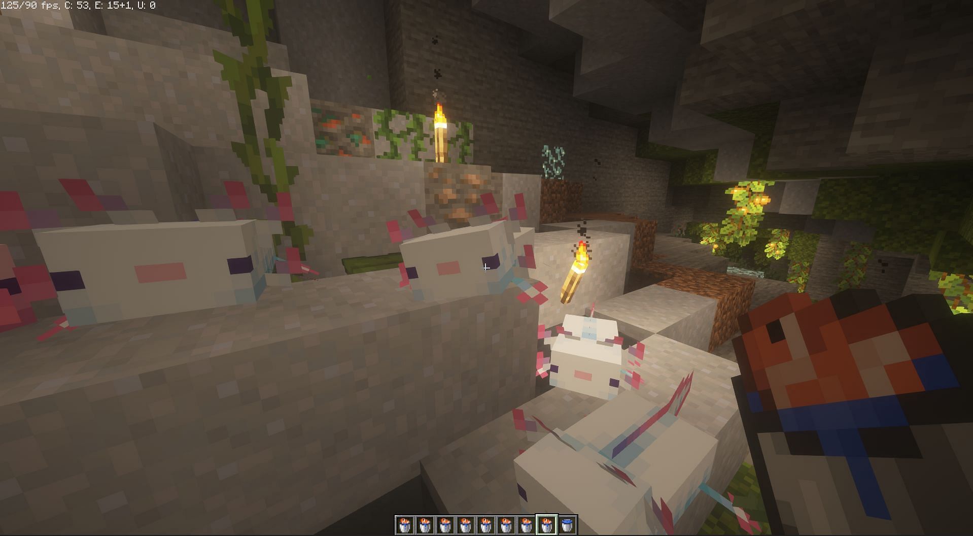 Cute Axolotls makes the cave biome much more tempting (Image via Minecraft)