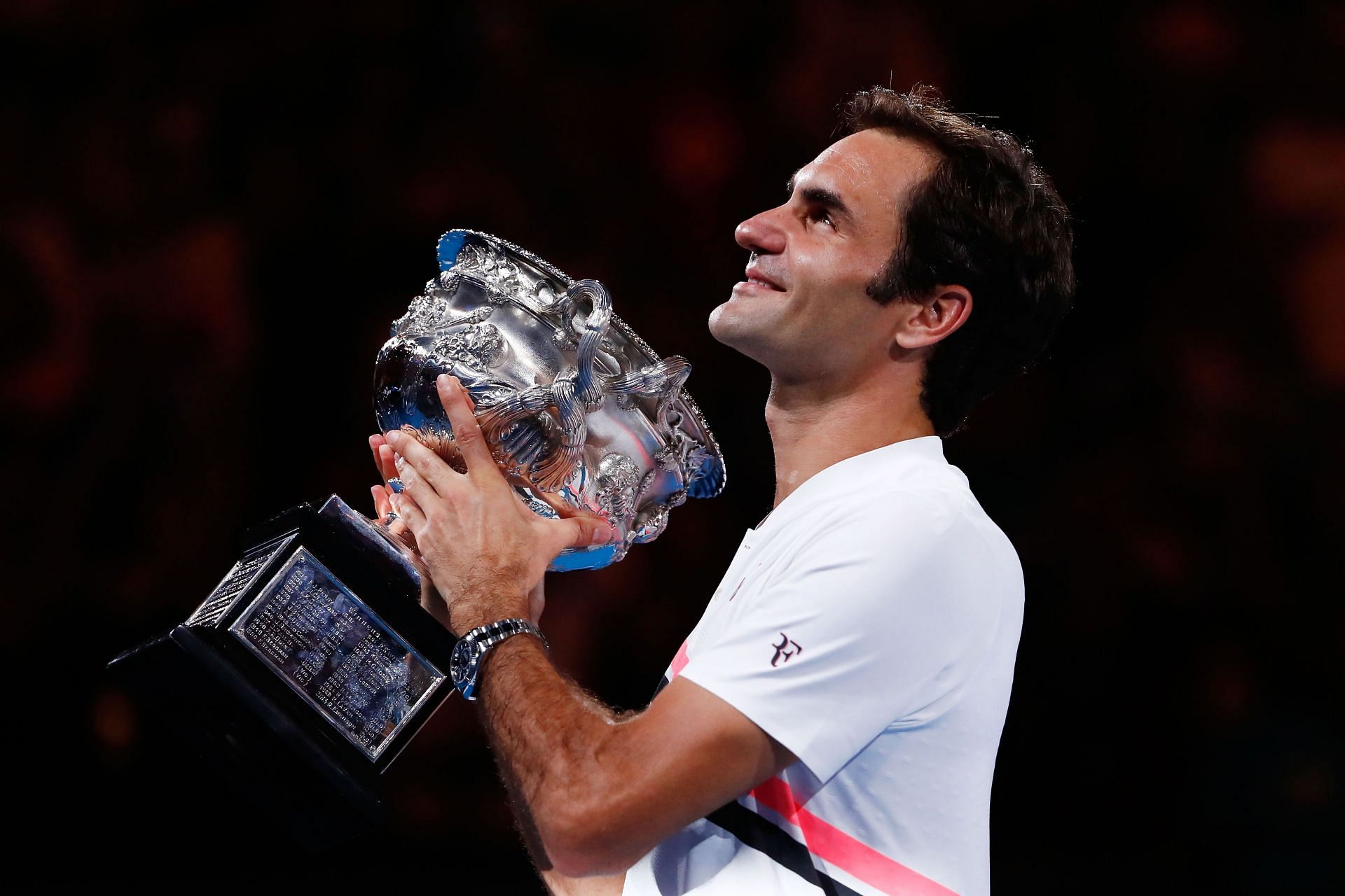 Roger Federer after winning the 2018 Australian Open