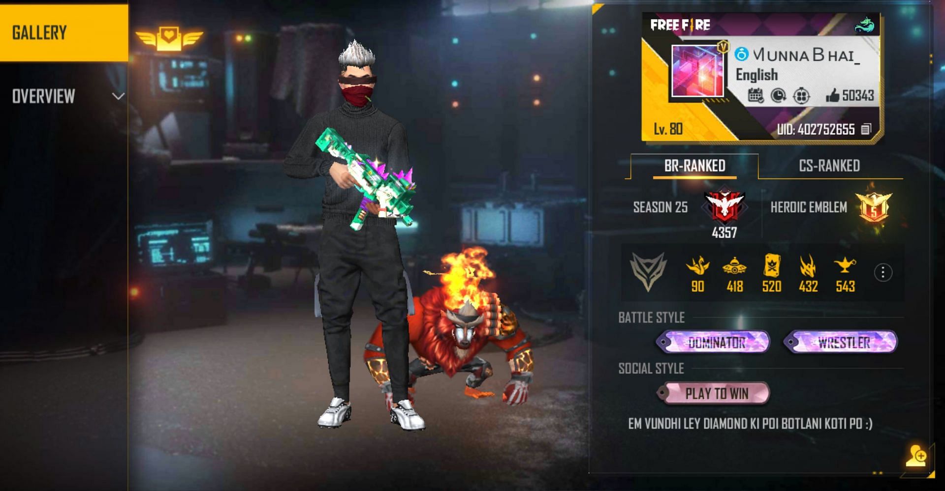 Munna Bhai Gaming s Free Fire ID K/D ratio rank monthly income and more stats in February 2022 Munna Bhai Gaming s Free Fire ID K/D ratio rank monthly income and more stats in February 2022