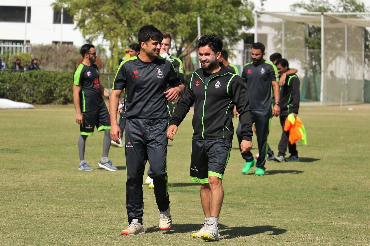 Lahore Qalandars in their practice session for PSL 2022. Courtesy: PSL Twitter