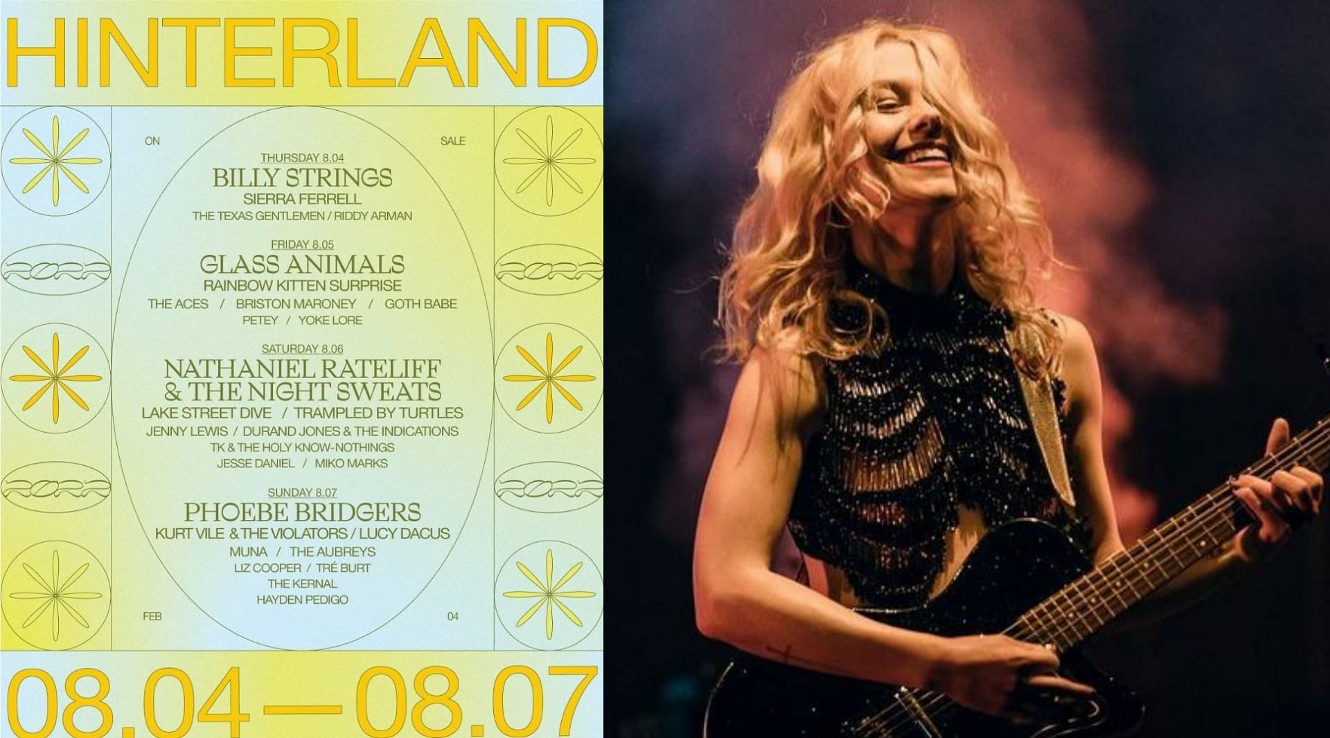 The Hinterland festival is set to be an expanded, four-day affair spanning August 4-7 (Images via Instagram @hinterlandiowa, @phoebebridgers)