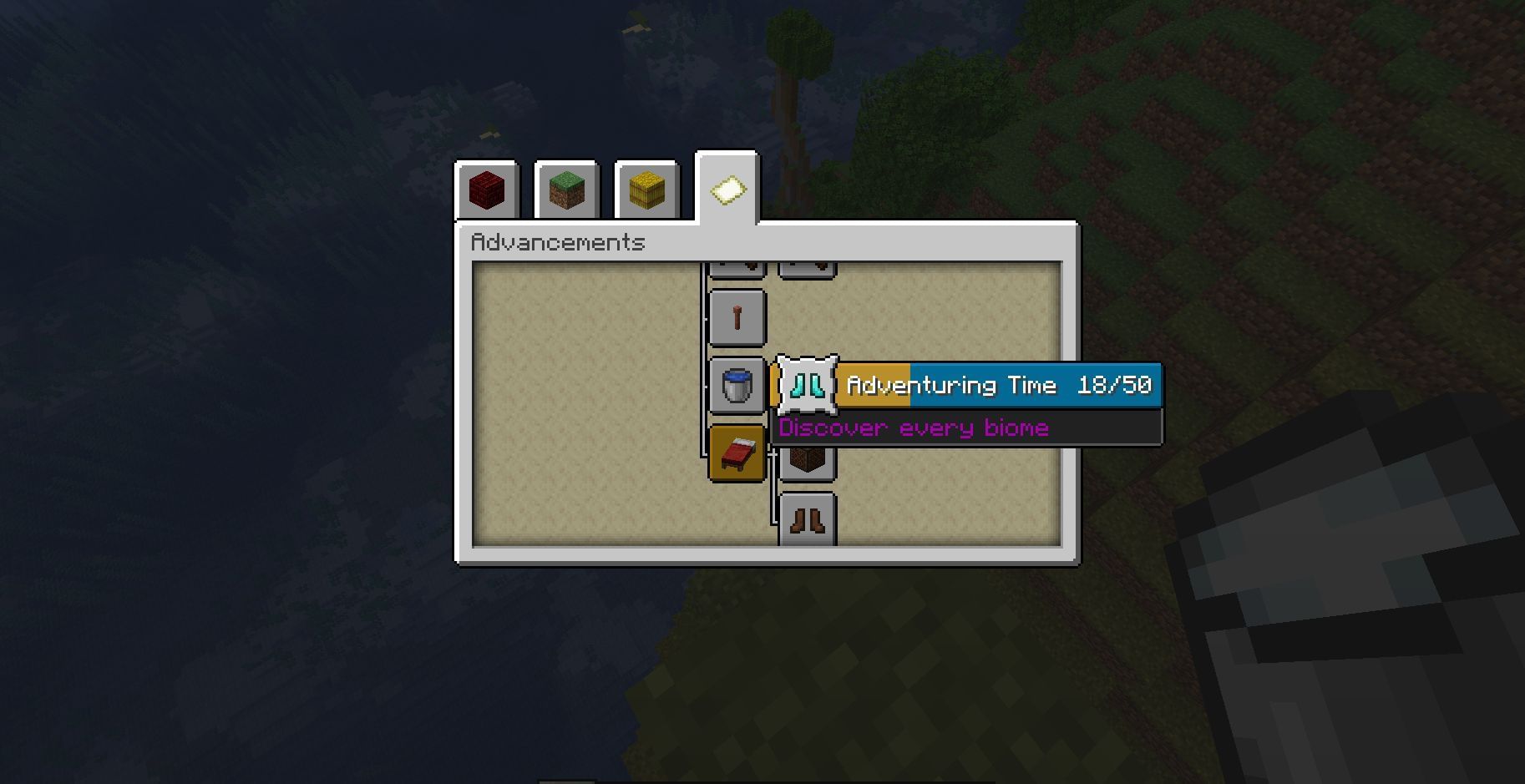 How to get Adventuring Time advancement/achievement in Minecraft
