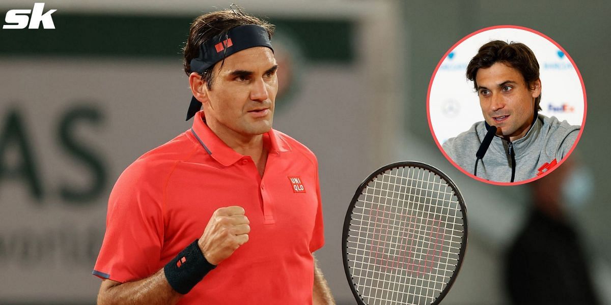 Roger Federer (L) and David Ferrer (R)