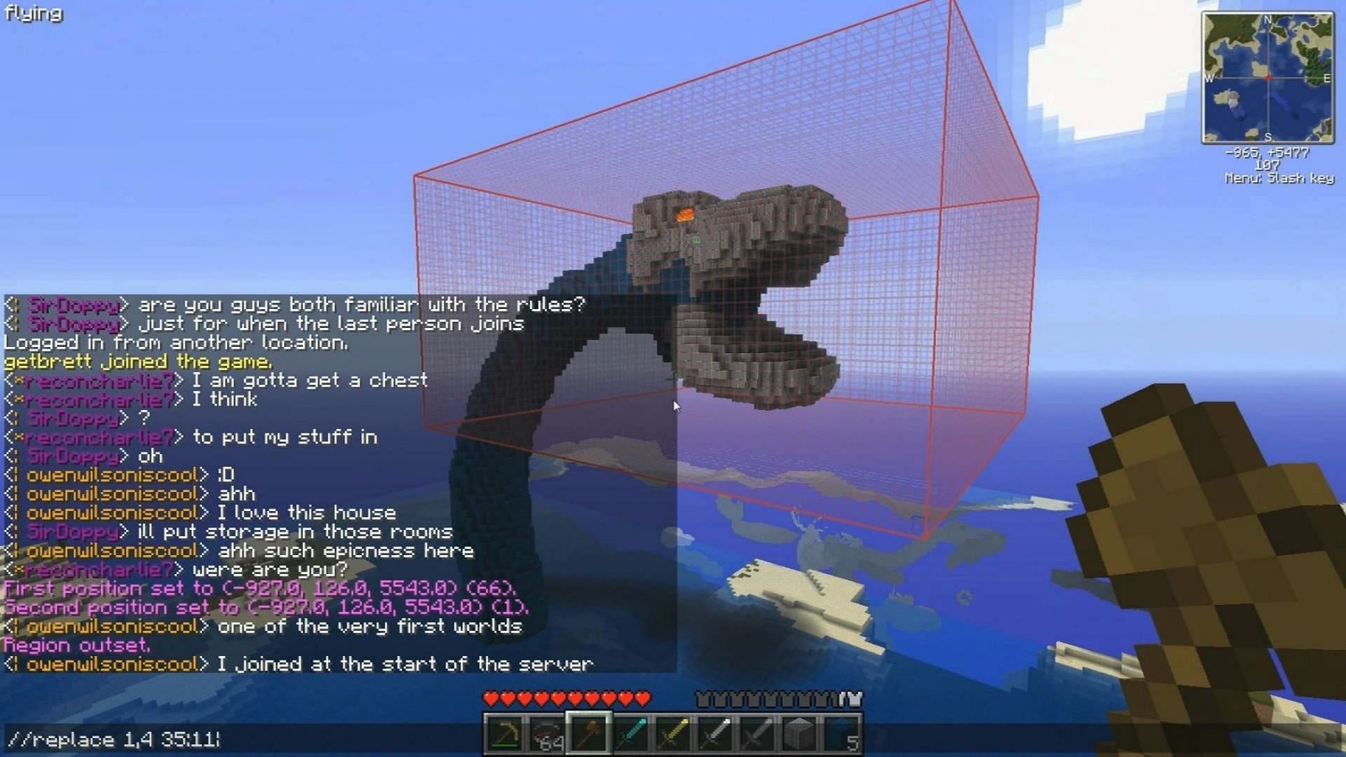 Placement of a structure within WorldEdit&#039;s UI (Image via Minecraft ModInstaller)