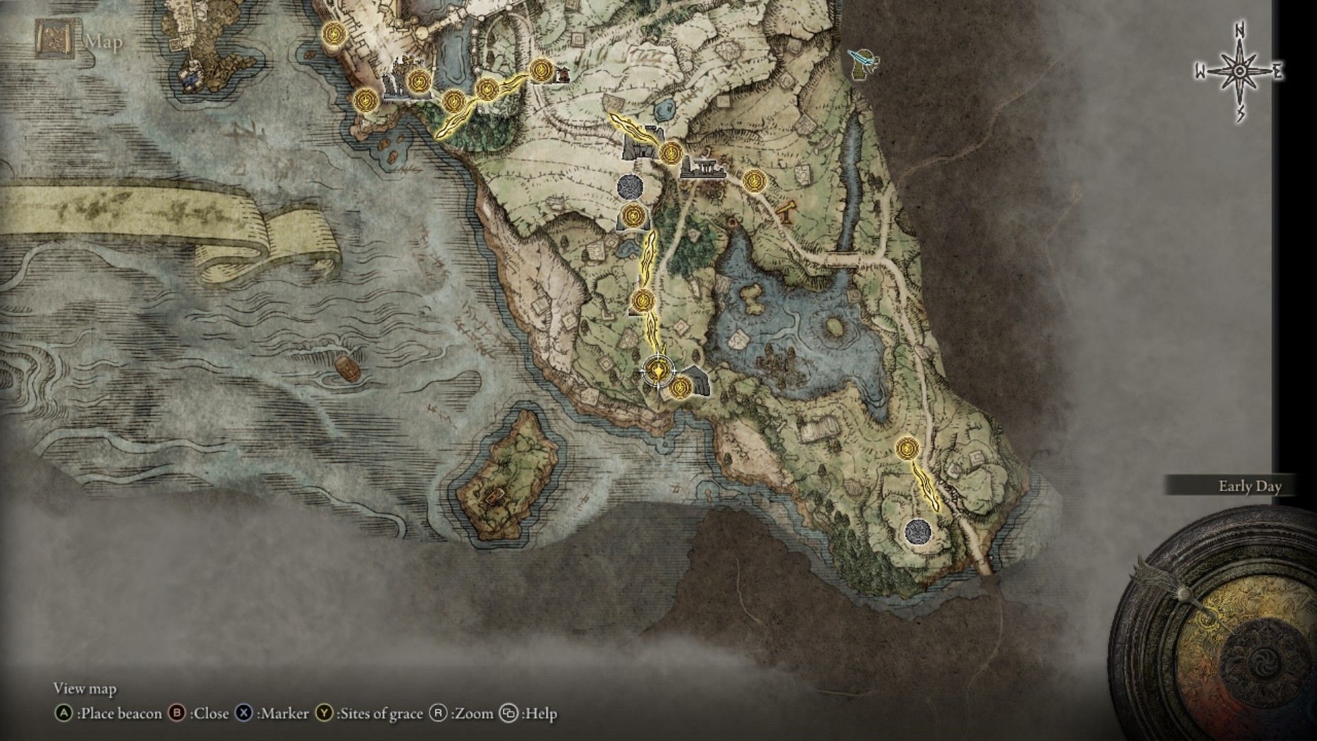 The map in this game allows players to fast travel from anywhere and everywhere (Image via Elden Ring)