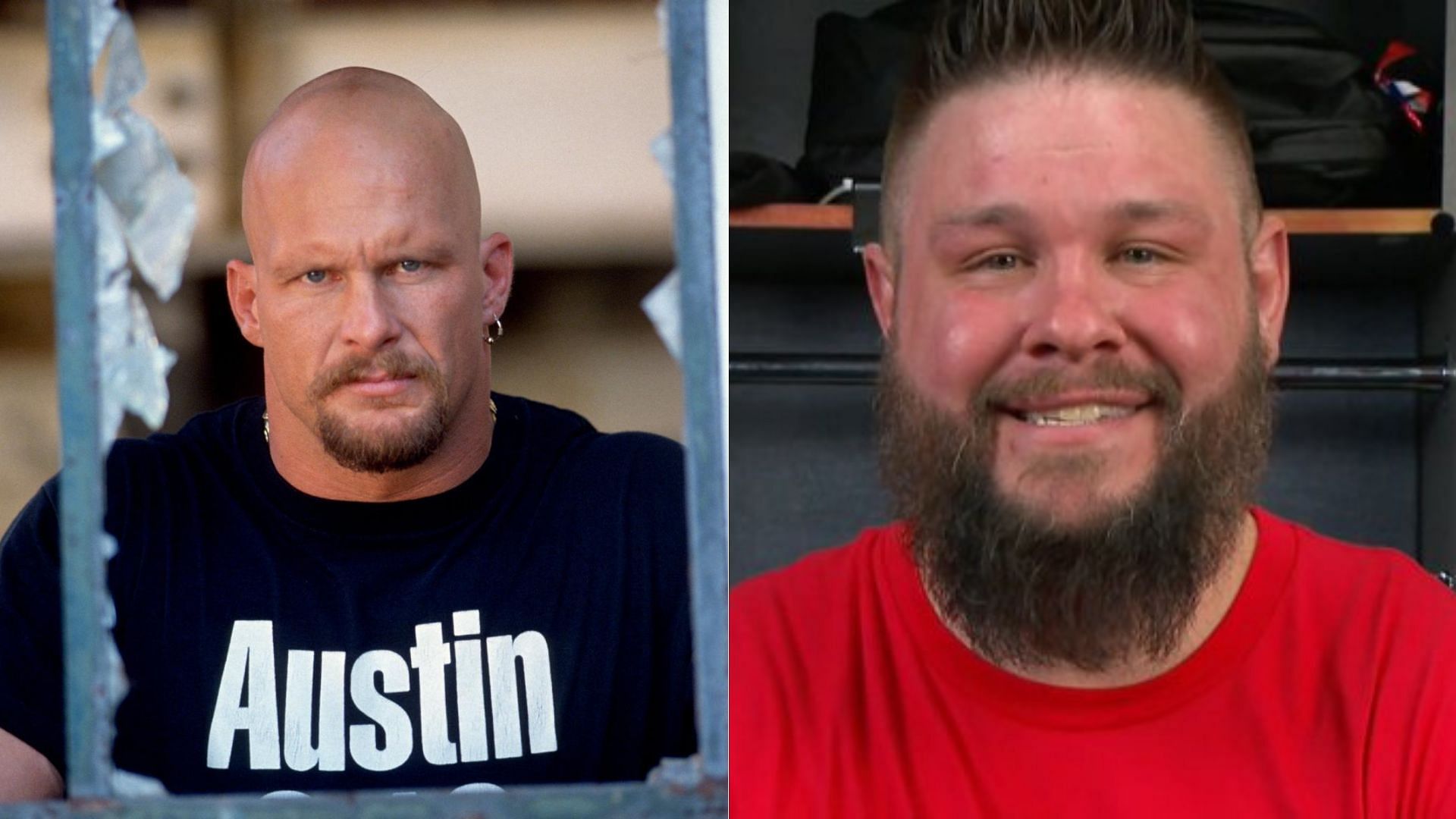 Stone Cold Steve Austin (left); Kevin Owens (right)