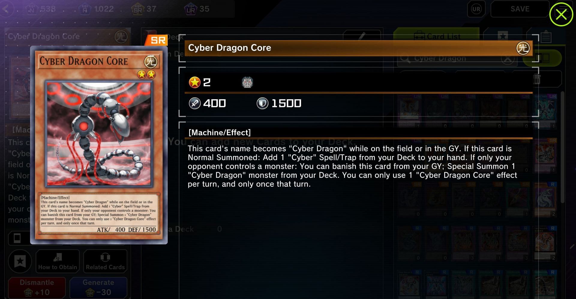Another excellent way to get a specific Cyber Dragon from the deck is Cyber Core Dragon (Image via Konami)