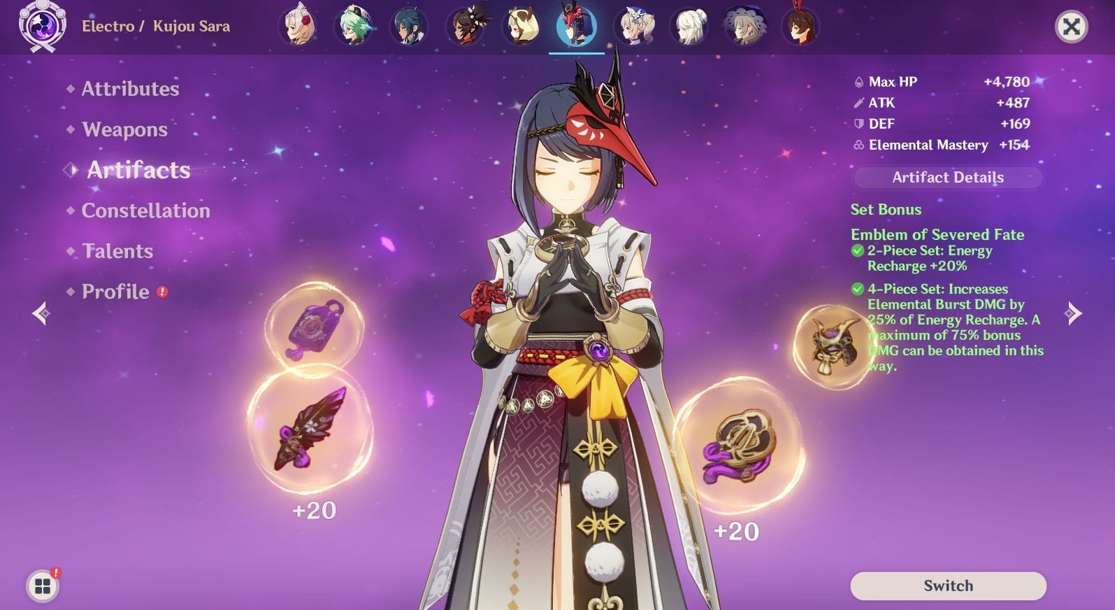 Best Genshin Impact Kujou Sara build for Burst support role (March 2022)